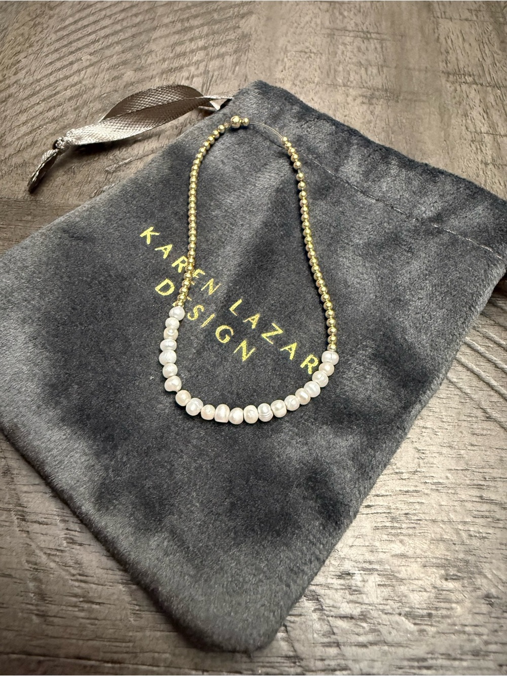 Karen Lazar Design Gold Bead Bracelet with White Pearls